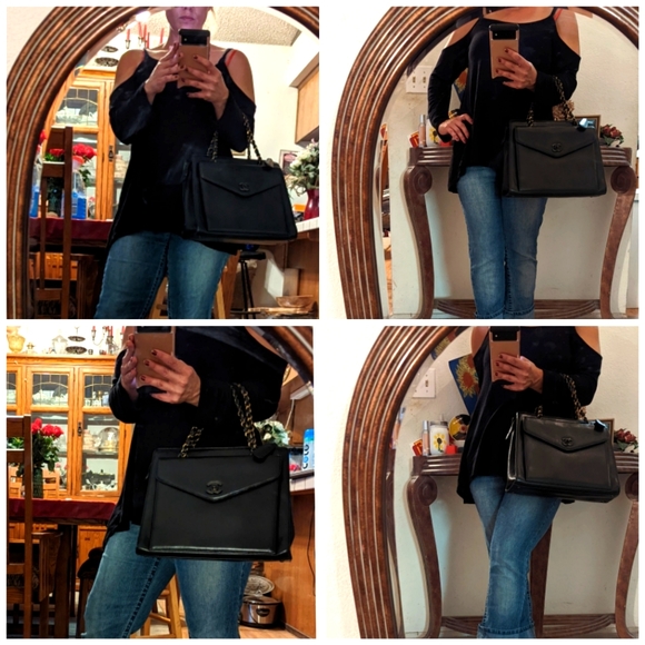 🎉 SALE 🎉 CHANEL BlACK BAG FRONT FLAP CHAIN TOTE More Pics!🎉 Vintage! 🦄 - Picture 16 of 16